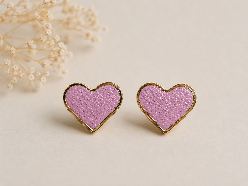 Aros Mini Corazón Morado, aros artesanales hechos a mano color morado – Karivé Joyas
