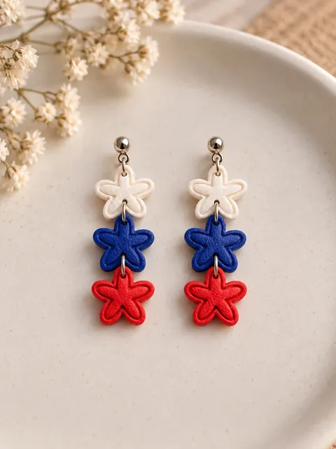 Aros Flores Tricolor, aros hechos a mano – Karivé Joyas