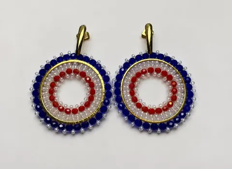 Aros Fiestas Patrias Mostacillas, aros hechos a mano – Karivé Joyas