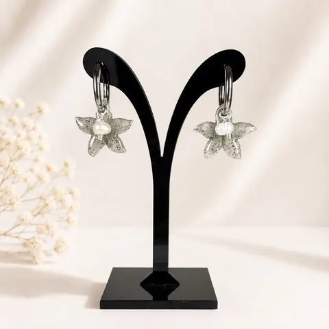 Aros Estrella de Mar Arena Plateado, aros hechos a mano – Karivé Joyas