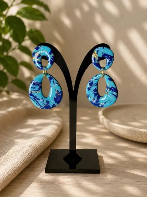 Aros Gota Mármol Azul, aros hechos a mano – Karivé Joyas