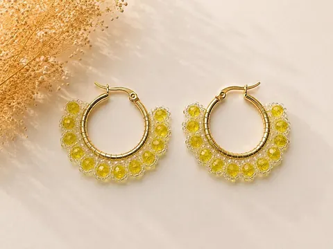 Argollas Cristal Amarillo, aros hechos a mano – Karivé Joyas