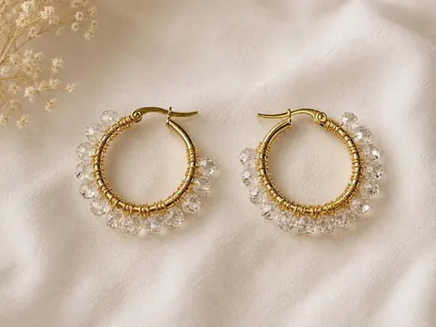 Argollas Cristal Transparente, aros hechos a mano – Karivé Joyas
