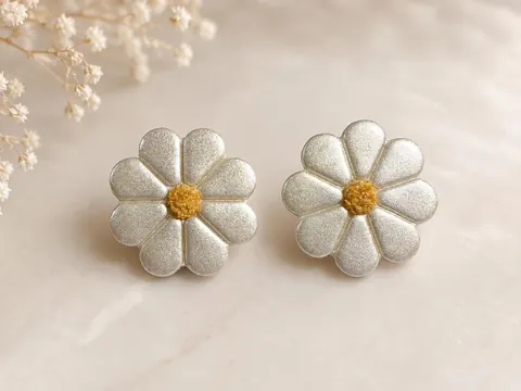 Aros Margaritas Blanco Perla, aros hechos a mano – Karivé Joyas