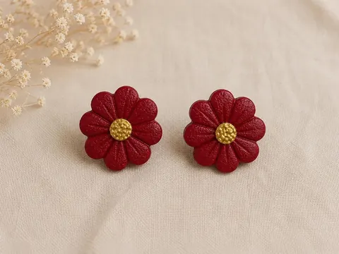 Aros Margaritas Rojas, aros hechos a mano – Karivé Joyas