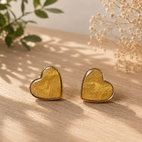 Aros Corazón Dorado, aros hechos a mano – Karivé Joyas